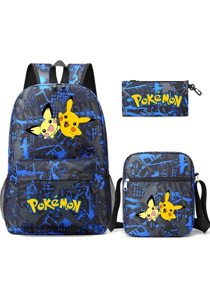 3 Adet/takım Anime Pokemon Pikachu Sırt Çantası Erkek ve Kız Hafif Çanta Hildren Okul Çantası Öğrenci Kawaii Sırt Çantası (Yurt Dışından)