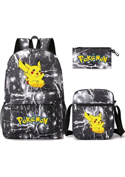 3 Adet/takım Anime Pokemon Pikachu Sırt Çantası Erkek ve Kız Hafif Çanta Hildren Okul Çantası Öğrenci Kawaii Sırt Çantası (Yurt Dışından)