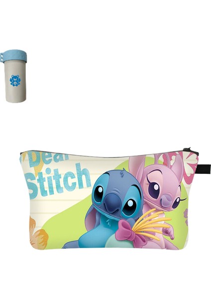 Disney Stitch Bayan Kozmetik Çantası Kız Karikatür Sevimli Baskı Seyahat Makyaj Tuvalet Malzemeleri Taşınabilir (Yurt Dışından)