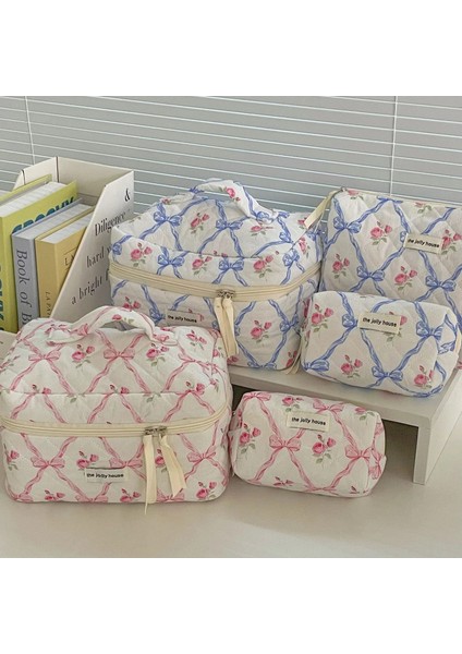 Sevimli Yay Çiçek Kapitone Pamuk Kozmetik Çantası Kadın Fermuarlı Kozmetik Çantası (Yurt Dışından) fiyatları