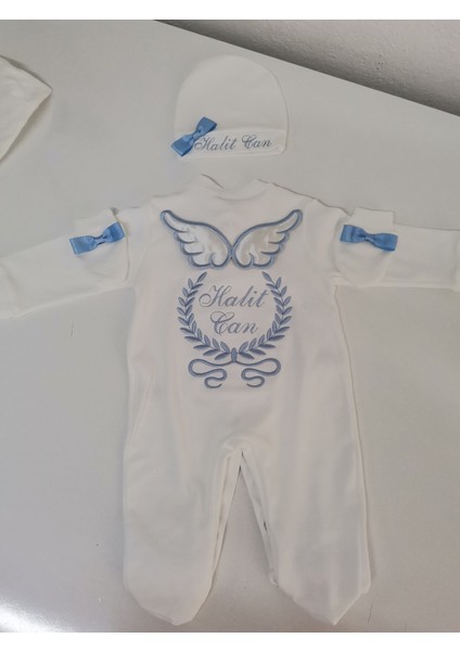 Isme Özel Nakışlı Bebek Tulumu Isimli Tulum Seti