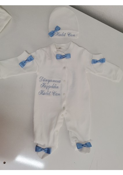 Isme Özel Nakışlı Bebek Tulumu Isimli Tulum Seti