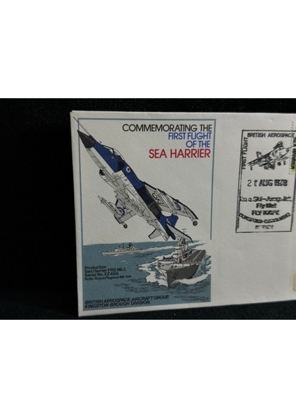 1978 Ingiltere Kraliyet Hava Kuvvetleri Raf 1978 Sea Harrier First Flight, Pilot Signed Royal Air Force Fdc Ilk Gün Zarfı Islak Imzalı