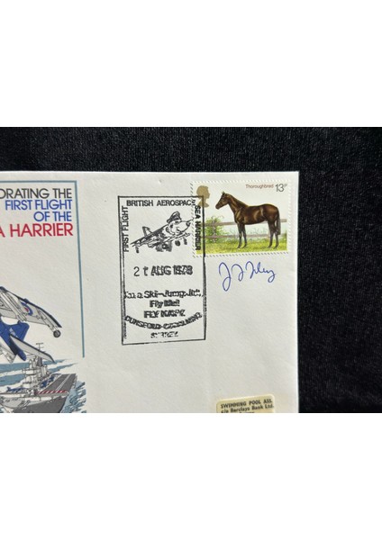 1978 Ingiltere Kraliyet Hava Kuvvetleri Raf 1978 Sea Harrier First Flight, Pilot Signed Royal Air Force Fdc Ilk Gün Zarfı Islak Imzalı