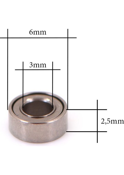 MR63ZZ Minyatür Rulman (3X6X2,5MM) 3D Yazıcı, Hobi Vs. 1 Adet