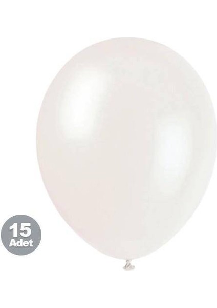 Beyaz Balon Metalik 15 Adet