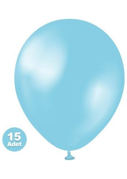 Açık Mavi Balon Metalik 15 Adet