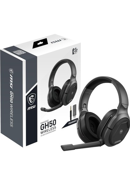 Gg Immerse GH50 Wıreless Headset Dusuk Gecıkmelı USB Dongle ile 2.4ghz Kablosuz Baglantı, Bass Guclendırıcı 50 mm Neodymıum Suruculer, Vırtual 7.1 Surround Ses, Hafıf ve Ayarlanabılır Kafa Bandı,