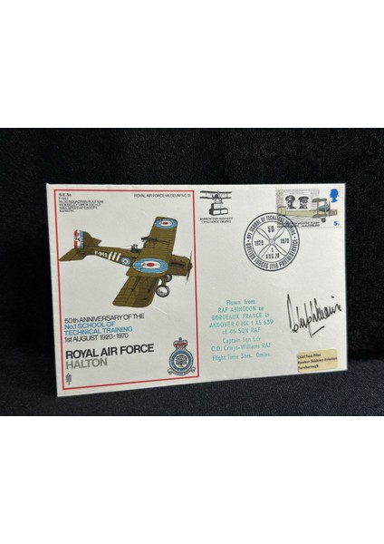 1970 Ingiltere Kraliyet Hava Kuvvetleri Royal Air Force Raf 50. Ann. No.1 School Of Technical Training Fdc Ilk Gün Zarfı Islak Imzalı