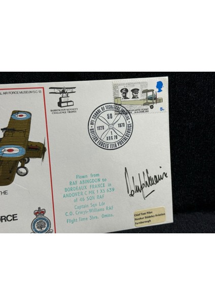 1970 Ingiltere Kraliyet Hava Kuvvetleri Royal Air Force Raf 50. Ann. No.1 School Of Technical Training Fdc Ilk Gün Zarfı Islak Imzalı