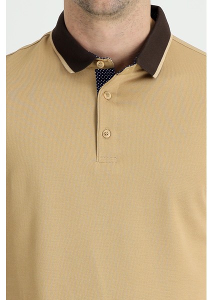 Polo Yaka Regular Fit Desenli Pamuklu Tişört