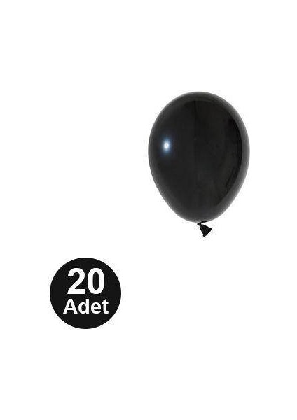 5 Inch Pastel Mini Siyah Balon 20 Adet