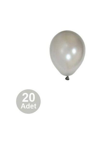 5 Inch Mini Gümüş Metalik Balon 20 Adet