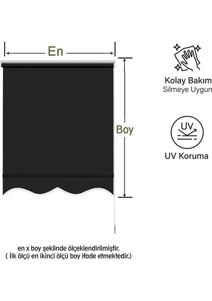 Siyah Güneşlik Stor Perde ( Etek Dilimli )