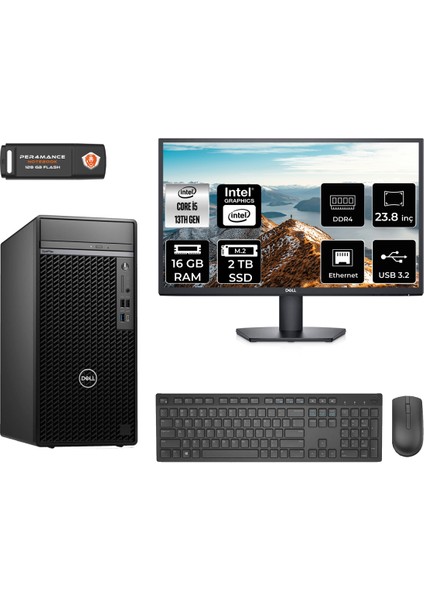 Optiplex 7010MT Intel Core I5 13500 16GB 2tb SSD 23.8" Fhd Monitör Fdos N010O7010MTU Masaüstü Bilgisayar & Per4 USB Bellek N010O7010MTUMNT314