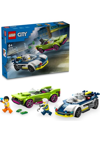City Polis Arabası ve Spor Araba Takibi 60415-6 Yaş ve Üzeri Çocuklar Için Polis Minifigürü Içeren Yaratıcı Oyuncak Yapım Seti (213 Parça)