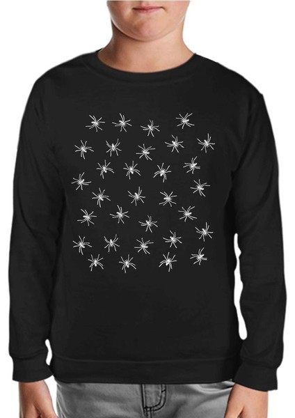 Cadılar Bayramı - Örümcek Siyah Çocuk Sweatshirt