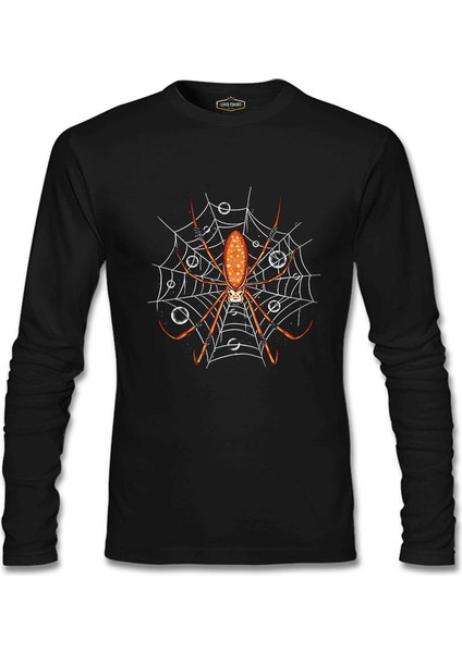 Cadılar Bayramı - Örümcek Ağları Siyah Erkek Sweatshirt