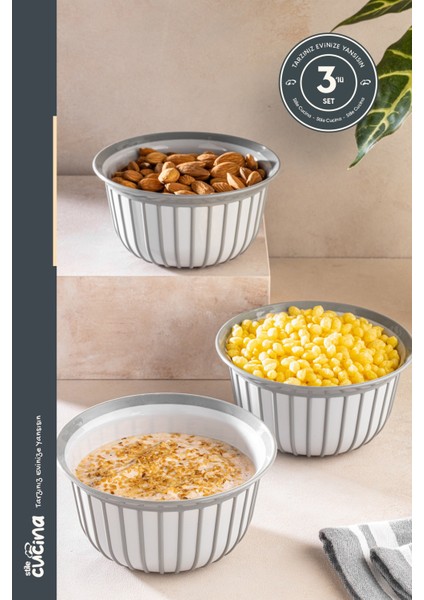 Linea 3’lü Pratik Çerezlik Gri 500 ml