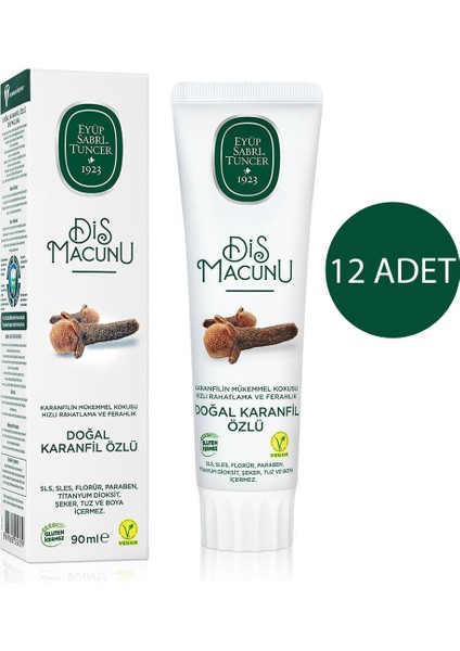 Doğal Karanfil Özlü Diş Macunu 90 ml 12 Adet