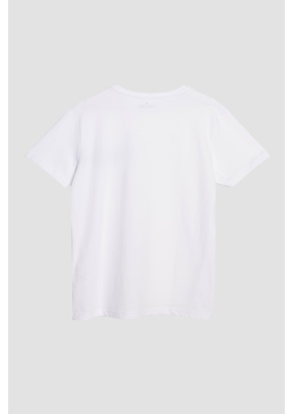 Erkek Slim Fit Dar Kesim %100 Pamuk Yumuşak Dokulu Baskılı Beyaz Bisiklet Yaka Tişört modelleri