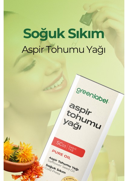 Green Label Aspir Tohumu Yağı Soğuk Sıkım %100 Doğal Ve Saf 180ml