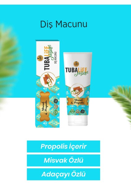 Tubalıfe Natürel Diş Macunu - Adaçayı Özlü, Misvaklı, Propolisli 100 ml / 140 gr