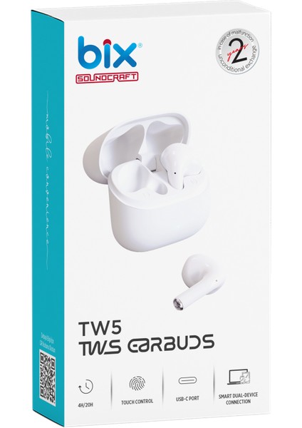 Tw5 Soundcraft Bluetooth 5.3 Çift Mikrofonlu Tws Kablosuz Kulak Içi Kulaklık