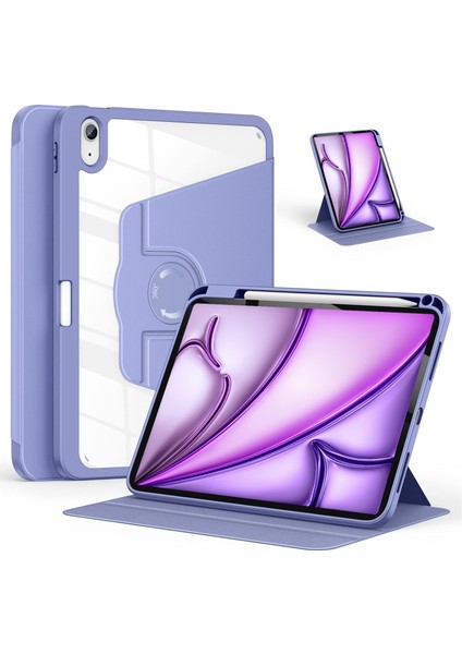Apple iPad Air 11 Inç 6. Nesil (2024) Yatay ve Dikey Dönebilen Standlı Kalem Şarjına Uygun Darbe Dayanıklı Thermix Kılıf A2899 A2900