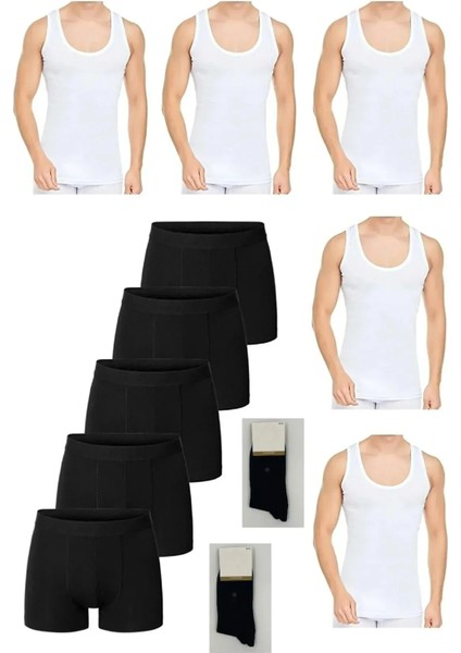 Erkek %100 Pamuklu Erkek Atlet-Boxer Takım 2 Çift Çorap Hediyeli Avantajı