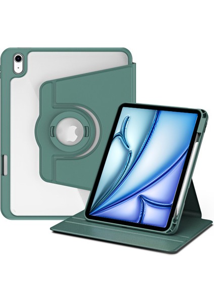 Apple iPad Air 11 Inç 6. Nesil (2024) Yatay ve Dikey Dönebilen Standlı Kalem Şarjına Uygun Darbe Dayanıklı Thermix Kılıf A2902 A2903