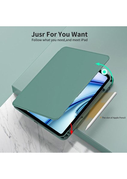 Apple iPad Air 11 Inç 6. Nesil (2024) Yatay ve Dikey Dönebilen Standlı Kalem Şarjına Uygun Darbe Dayanıklı Thermix Kılıf A2902 A2903 fırsatları