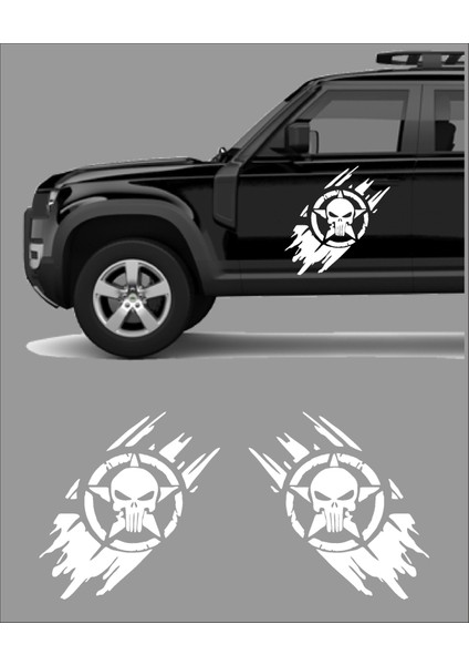 Kurukafa Punisher 2 Adet Araba Oto 4x4 Offroad Kamp Adventure Sticker 00100