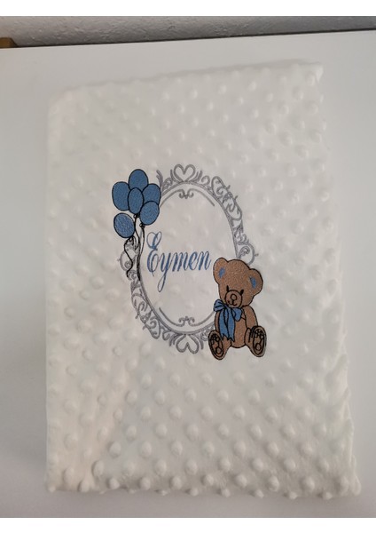 Isme Özel Nakışlı Sevimli Ayıcıklı Bebek Battaniyesi Isimli Battaniye