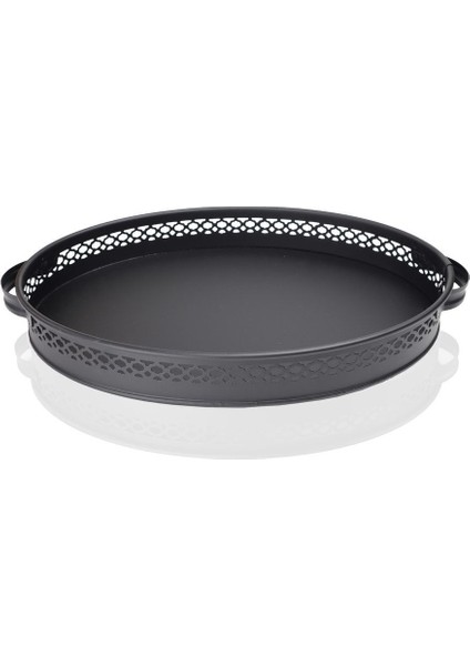 Ferforje Desenli Oval Metal Şık Tepsi