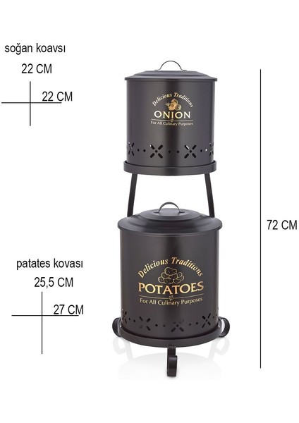 Siyah 2 Li Ferforje Pat. Soğan Kovası - Lama Demir