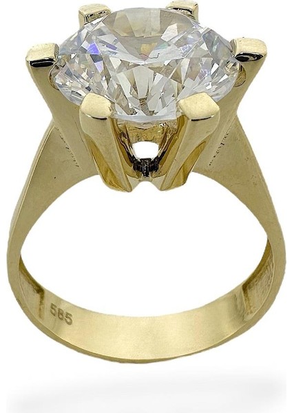 9.00 Carat Büyük Tek Taş Altın Yüzük