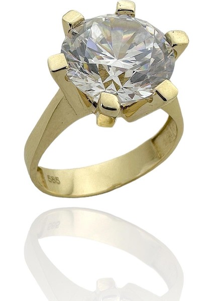 9.00 Carat Büyük Tek Taş Altın Yüzük