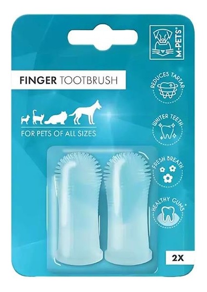 M Pets Finger Silikon Parmak Kedi Köpek Diş Fırçası 2'li