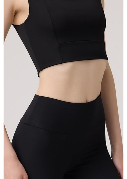 Siyah Kare Yaka Crop Top Büstiyer