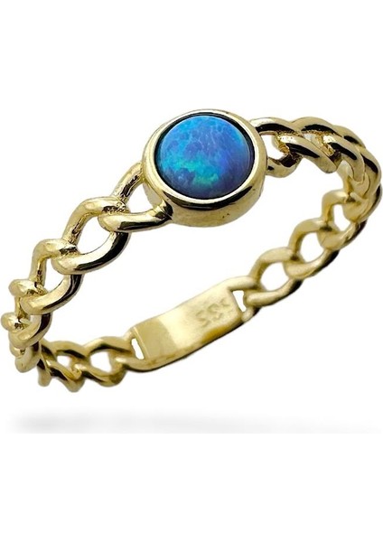 Minik Doğal Opal Taşlı Şans Taşı 14 Ayar Altın Yüzük fiyatları