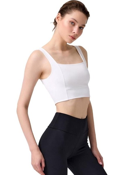 Krem Kare Yaka Crop Top Büstiyer