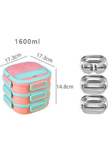 Öğle Ği Kutusu Taşınabilir Ücü Öğle Ği Istiflenebilir Salatalar Çocuklar Için Öğrenci 1600 ml (Yurt Dışından)