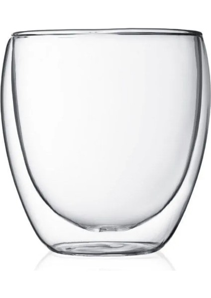 Yeni Tasarım Çift Cidarlı Borosilikat 250 ml Şeffaf Cam Bardak 4 Adet 2771