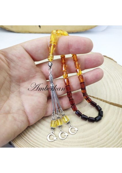 Damla Kehribar 33’lük Gümüş Püsküllü Tesbih – Elmas Kapsül Kesim – Süzme Renk – 6-7,70 mm fiyatları