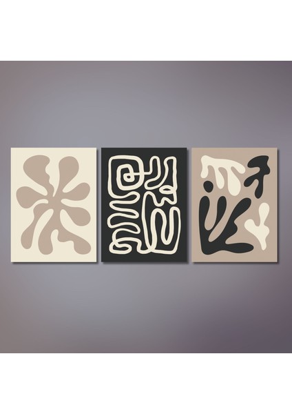 3'lü Kanvas Duvar Tablosu Krem Siyah Matisse Tasarım indirimleri
