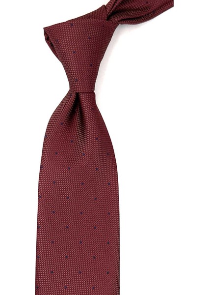 Bordo Nokta Desen Mendilli Klasik Kravat KK12662
