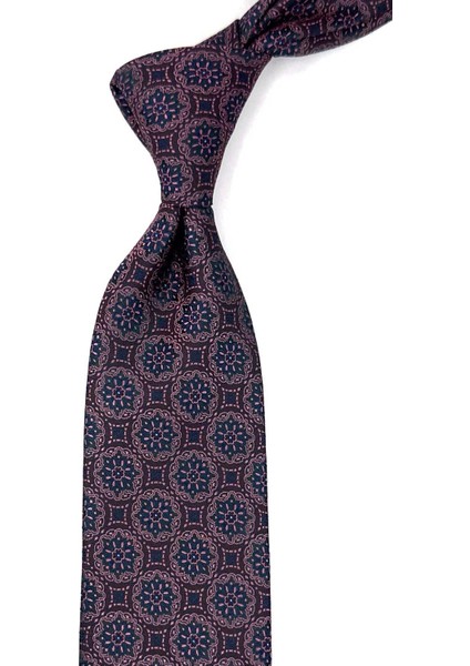 Mürdüm Motif Desen Mendilli Klasik Kravat KK12674