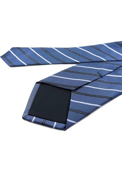 Mavi Çizgi Desen Italyan Ipek Kravat İK1638 modelleri