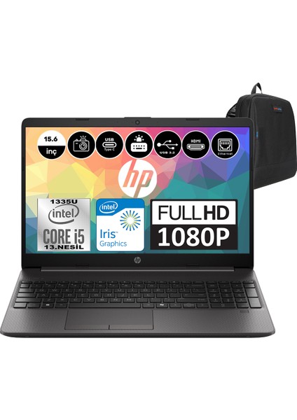 Hp 250R G9 Intel Core I5 1335U 16GB 2tb SSD Intel® Iris® Xᵉ Windows 11 Home 15.6" Fullhd Taşınabilir Bilgisayar A37RKETH09 + Zetta Çanta